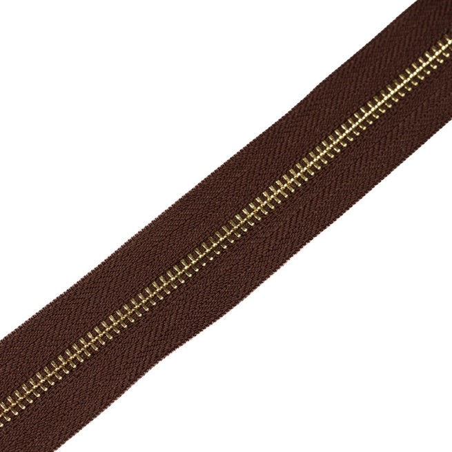 Молния металл TECHNO рулонная 5мм шоколад/золото