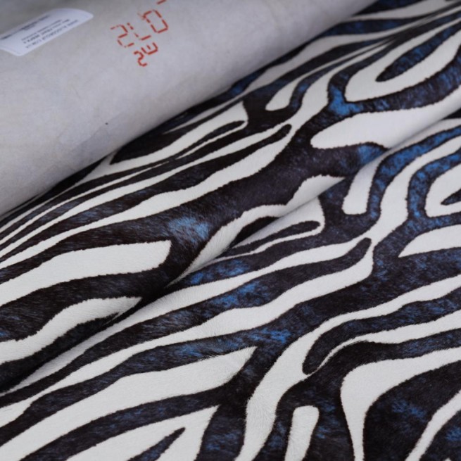 Хутро поні PRINT ЗЕБРА в чорно-синю смужку
