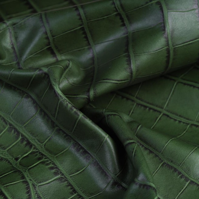 Шкіра ВРХ зелений Vegetale STAMP CROCO 0.9-1.0 мм