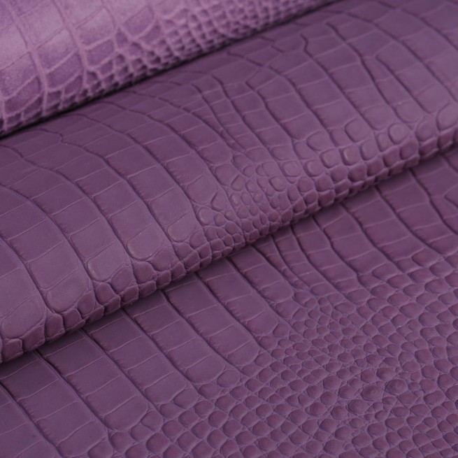 Шкіра ВРХ фіолетовий STAMP CROCO 1,2-1,4 мм
