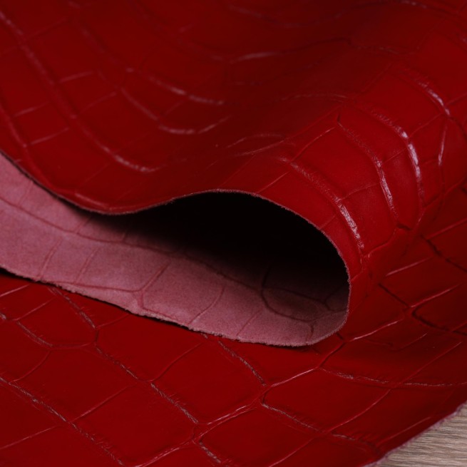 Шкіра ВРХ бордо STAMP CROCO Aligo 0,9-1,1 мм