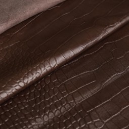 Кожа одежная овчина STAMP CROCO коричневый PINECONE 0,6-0,7 п/глян